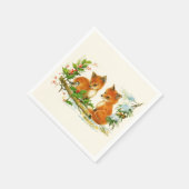 Cute Vintage Foxes Retro Christmas Serviette (Ecke)