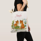 Cute Vintage Foxes Retro Christmas Tasche (Von Nahem)