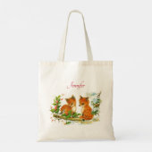 Cute Vintage Foxes Retro Christmas Tragetasche (Rückseite)