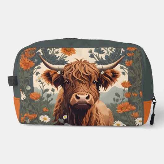 Cute Vintage Highland Cow  Waschbeutel (Vorderseite)