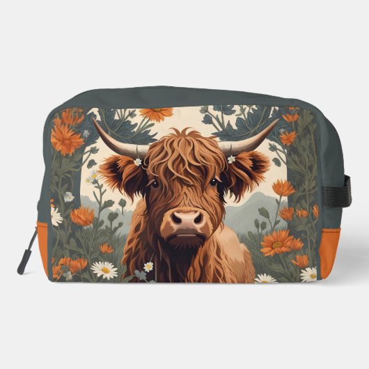 Cute Vintage Highland Cow Waschbeutel (Rückseite)