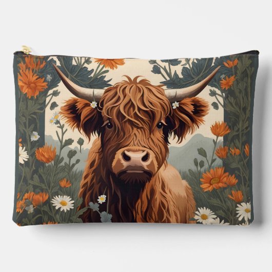 Cute Vintage Highland Cow Zubehörtasche (Vorderseite)