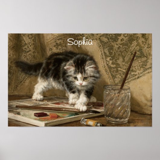 Cute Vintage Kitten Art, Name Poster (Vorne)