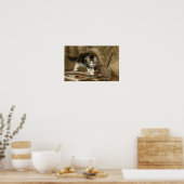 Cute Vintage Kitten Art, Name Poster (Küche)