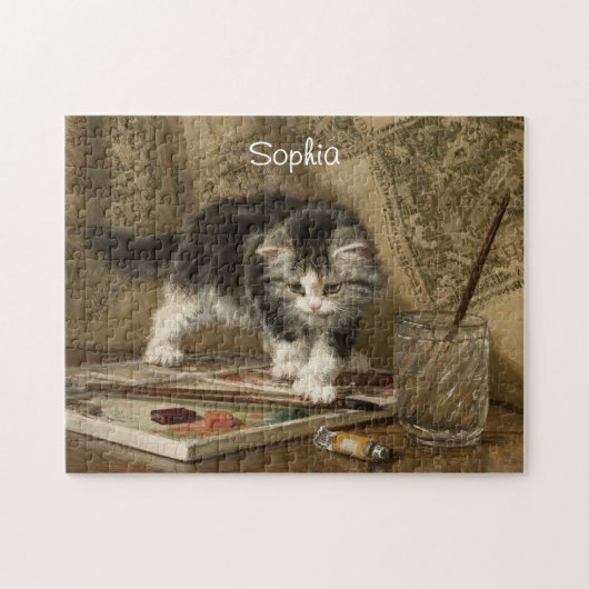 Cute Vintage Kitten Art, Name Puzzle (Horizontal)