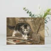 Cute Vintage Kitten Art, Names & Message (Stehend Vorderseite)