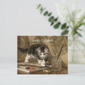 Cute Vintage Kitten Art, Names & Message Postkarte (Stehend Vorderseite)