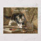 Cute Vintage Kitten Art, Names & Message Postkarte (Vorderseite)