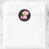 Cute vintage lady Birthday customizable  Runder Aufkleber (Tasche)