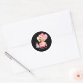 Cute vintage lady Birthday customizable  Runder Aufkleber (Umschlag)