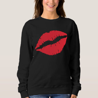 Cute Vintage Lips Print Hot Red Lipstick Fun Pop o Sweatshirt