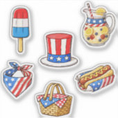 Cute Vintage Patriotic Doodle Sticker Sheet (Vorderseite)