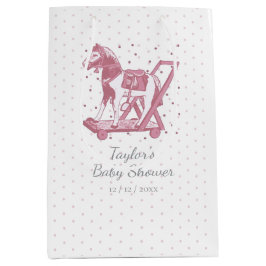 Cute Vintage Pink Hobby Horse Pattern Mittlere Geschenktüte