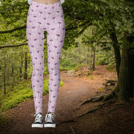 Cute Vintage Purple Mushroom Dream Pattern  Leggings