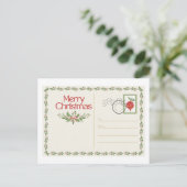 Cute Vintage Red & Green Merry Christmas Postcard Postkarte (Stehend Vorderseite)