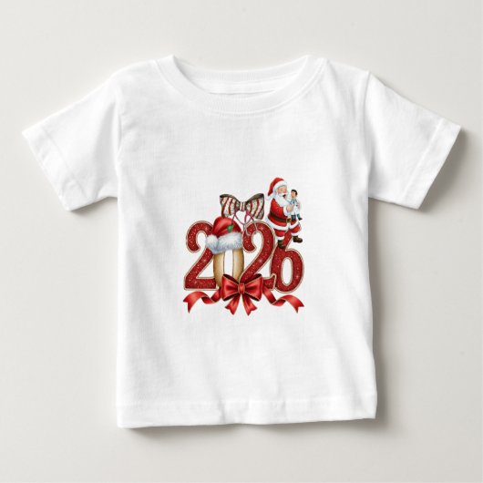 Cute Vintage Santa Christmas 2026 Baby T-Shirt (Vorderseite)