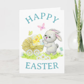 Cute vintage style Easter card with baby animals Feiertagskarte