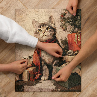 Cute Vintage Victorian Cat 520-Piece Puzzle