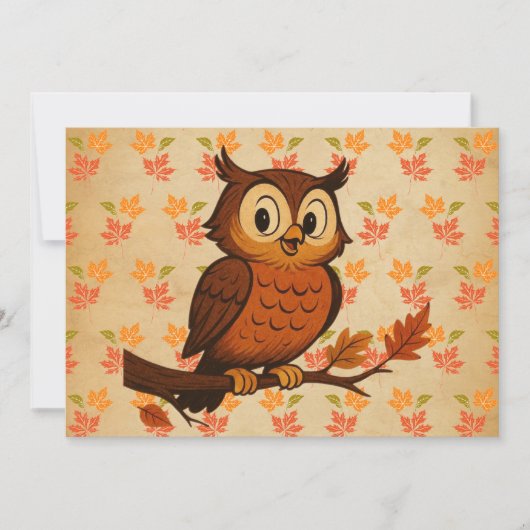 Cute, vintage whimsical fall/autumn owl einladung (Vorderseite)