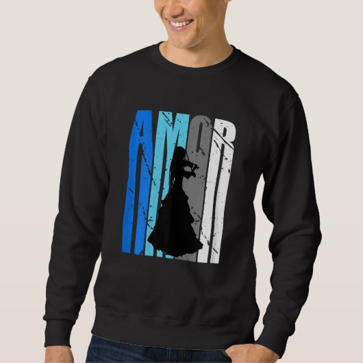 Cute Violin Brown Amor Life Motivational Loves To  Sweatshirt (Vorderseite)