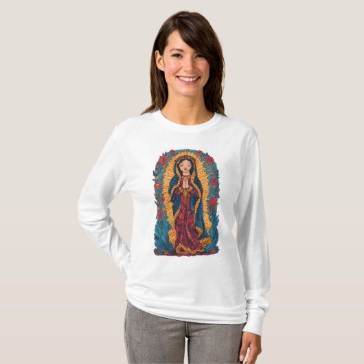 Cute Virgin of Guadalupe Women's Long Sleeve Tee (Vorne ganz)