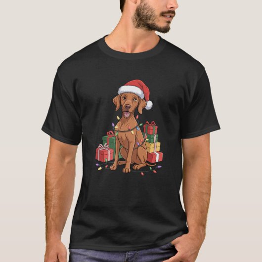 Cute Vizsla Christmas Xmas Design Funny Dog Lover T-Shirt (Vorderseite)