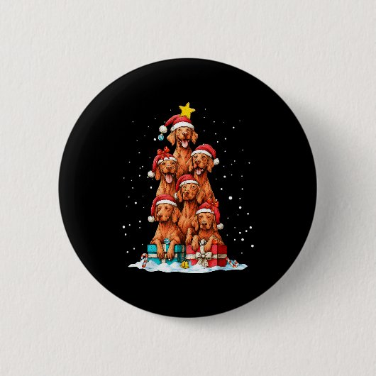 Cute Vizsla Viszla Dog Christmas Tree Xmas Hat  Button (Vorderseite)