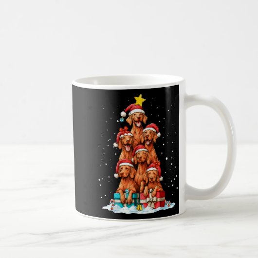 Cute Vizsla Viszla Dog Christmas Tree Xmas Hat Kaffeetasse (Rechts)