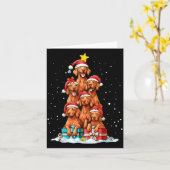 Cute Vizsla Viszla Dog Christmas Tree Xmas Hat Karte (Gelbe Blume)