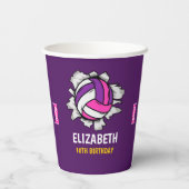 Cute Volleyball Birthday Girl Pappbecher (Rückseite)