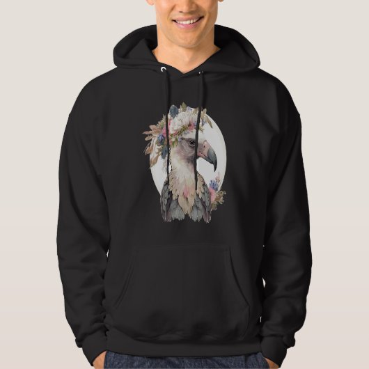 Cute Vulture Bird Flower Crown Floral Exotic Birds Hoodie (Vorderseite)