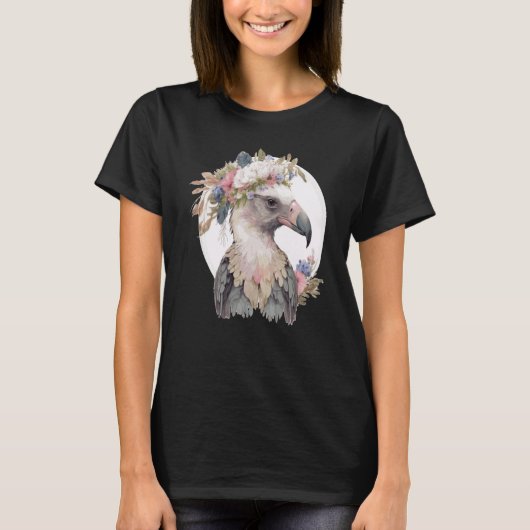Cute Vulture Bird Flower Crown Floral Exotic Birds T-Shirt (Vorderseite)
