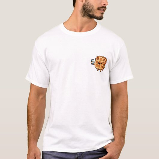 Cute Waffle Character Holding Smartphone T-Shirt (Vorderseite)