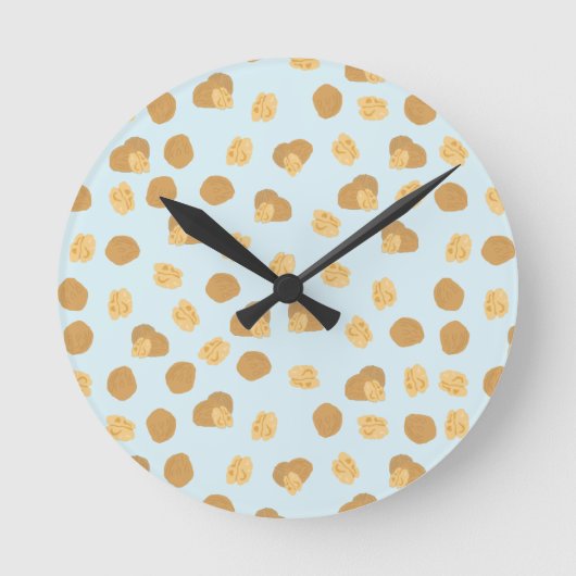 Cute Walnuts Nut Pattern Kitchen Decor Runde Wanduhr (Vorderseite)