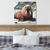 Cute Walrus on a Sandy Beach  Leinwanddruck (Insitu (Schlafzimmer))