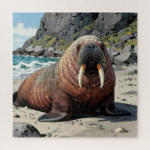 Cute Walrus on a Sandy Beach  Puzzle (Vertikal)