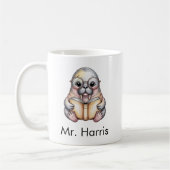 Cute Walrus Reading Book Custom Kaffeetasse (Links)