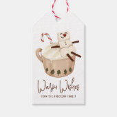 Cute Warm Wishes Snowman Hot Cocoa Holiday Geschenkanhänger (Vorderseite)