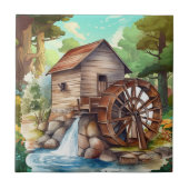 cute water wheel Country  Fliese (Vorderseite)