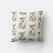 Cute Watercolor Baby Animals with Flowers Kissen (Rückseite)