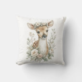 Cute Watercolor Baby Animals with Flowers Kissen (Vorderseite)