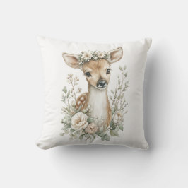 Cute Watercolor Baby Animals with Flowers Kissen