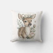Cute Watercolor Baby Animals with Flowers Kissen (Vorderseite)
