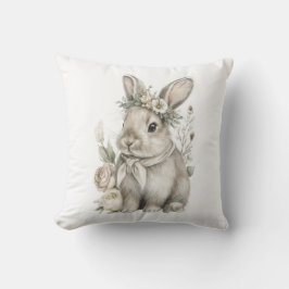 Cute Watercolor Baby Animals with Flowers Kissen