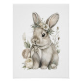 Cute Watercolor Baby Animals with Flowers Poster (Vorderseite)