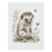 Cute Watercolor Baby Animals with Flowers Poster (Vorderseite)