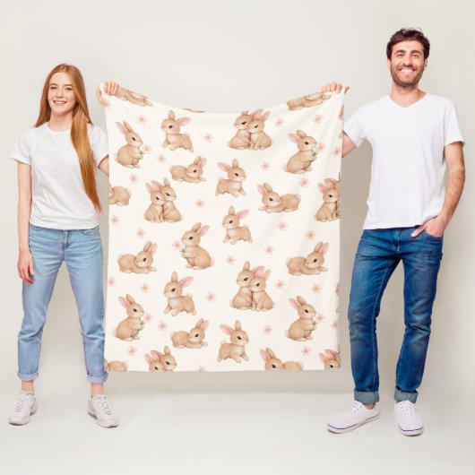 Cute Watercolor Baby Bunny Rabbit Pattern  Fleecedecke (Beispiel)