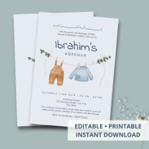 Cute Watercolor Baby Clothes Laundry Line Aqiqah