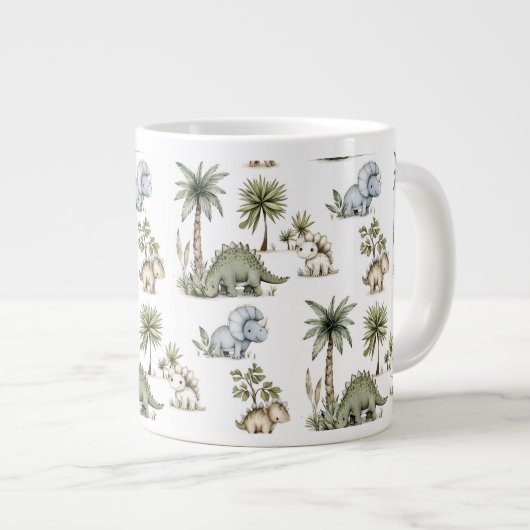Cute Watercolor Baby Dinosaurs Jumbo-Tasse (Vorderseite Rechts)