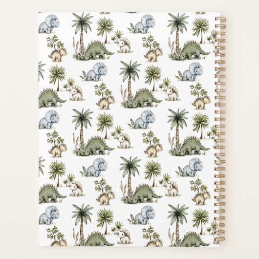 Cute Watercolor Baby Dinosaurs Planer (Rückseite)